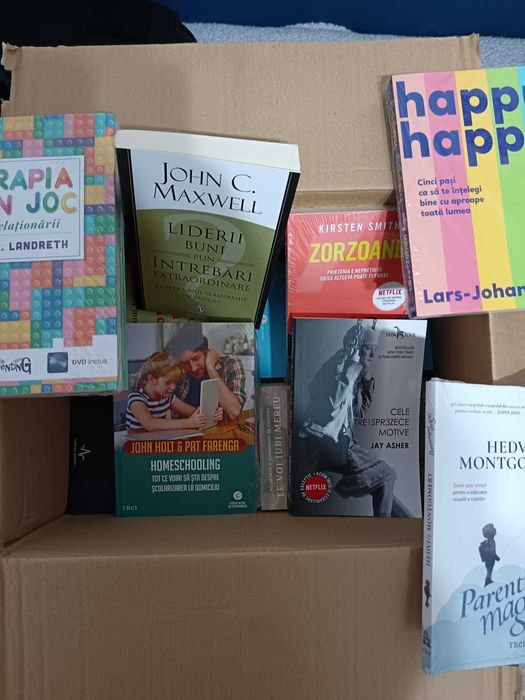Biblioteca mare - 7 cutii pline de carti + 1 cadou