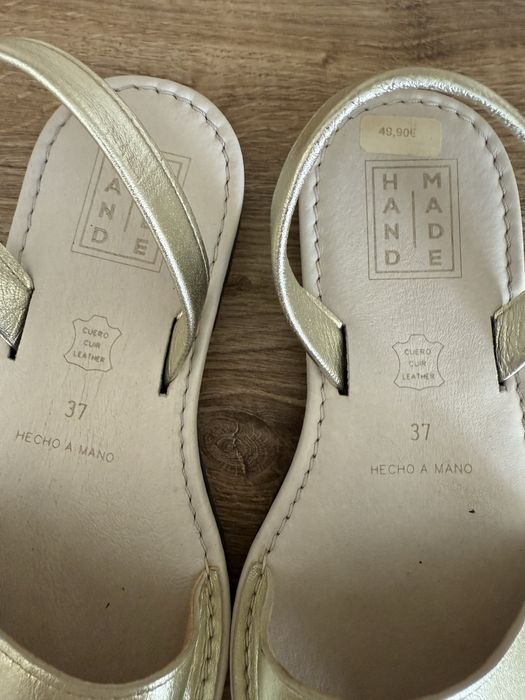 Златни сандали естествена кожа ръчно правени 37 номер