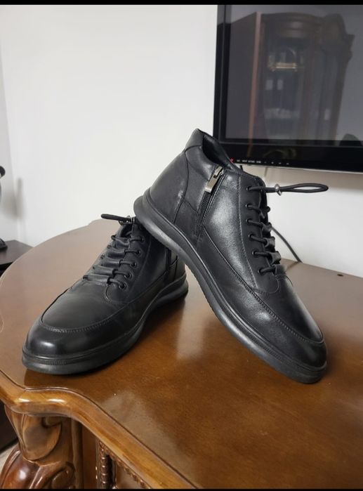 Мужские зимние кожаные ботинки