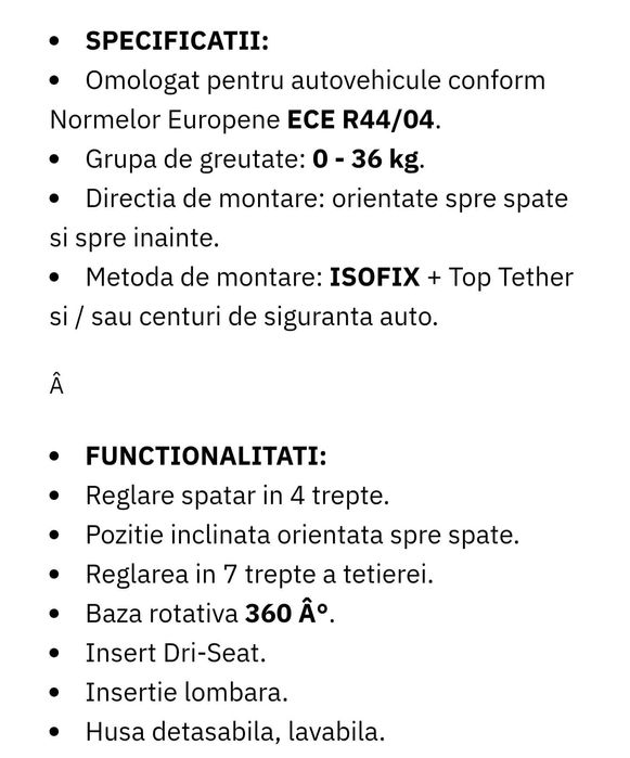 Scaun auto Lionelo Bastian isofix 360°