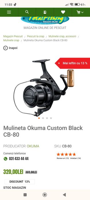 Trei mulinete Okuma și trei lansete Okuma Ceymar