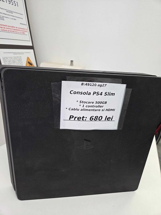 Consola PS4 Slim 500GB (ECA27 b.49120)-Garantie 2 ani!