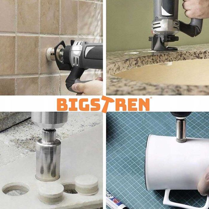 Комплект 10бр. диамантени боркорони за стъкло, фаянс, 6-68мм, BIGSTREN