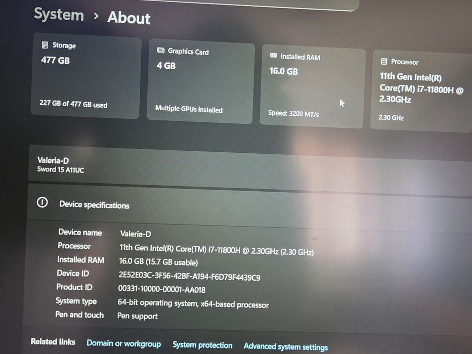 Msi Sword 15 Gaming laptop Като нов!