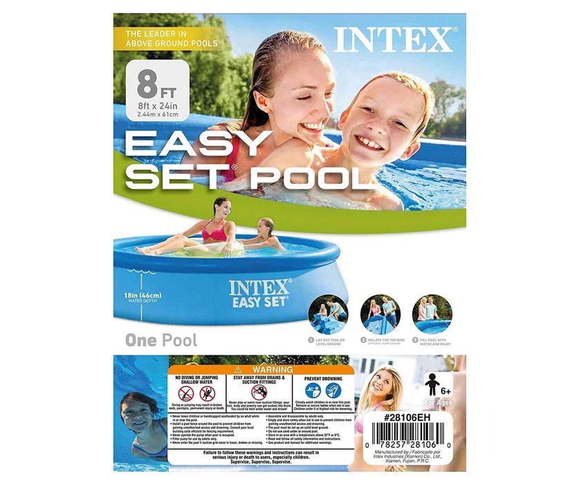 Надуваем басейн INTEX Easy Set, 244 х 61см