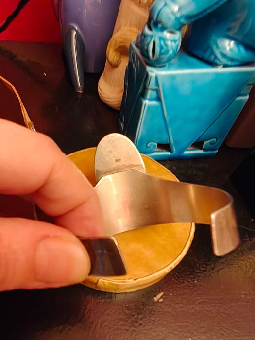 Антикварна сребърна гривна с естествен амазонит