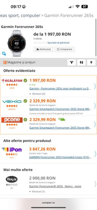 Ceas Gamrin Forerunner 265s ceas multisport cu gps amoled