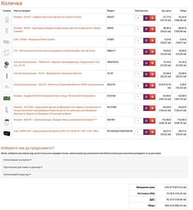 СОТ система Paradox EVO 192