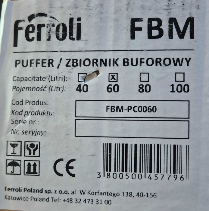 Puffer 60 litri Ferroli