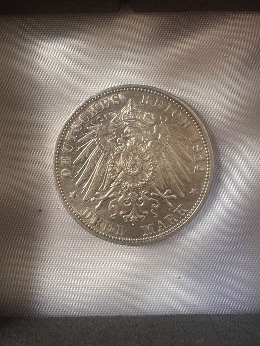 Drei Mark 1914Wilhelm 2  (F) Ag 900
