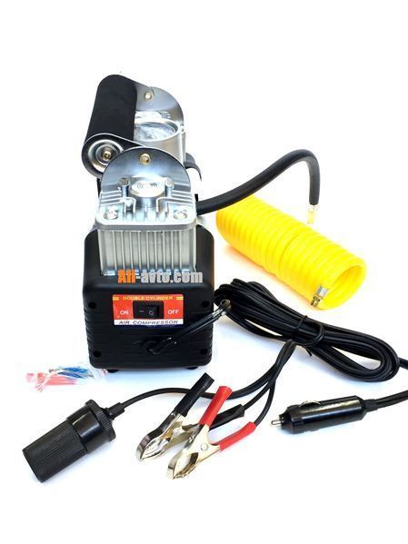 Компресор За Помпане На Гуми Двубутален Двуцилиндров Метален 12V 30A с