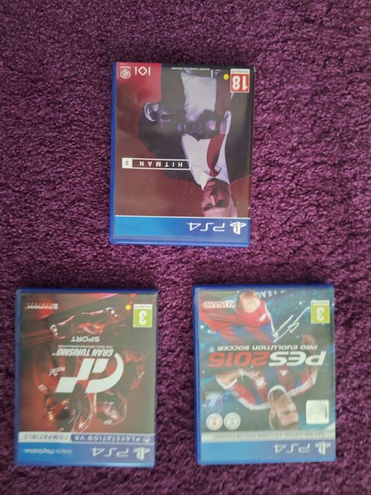 Три игри за PS4. PES 2015, HITMAN 2, GRAN TURISMO.