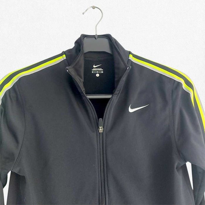 Bluză trening Nike neagră cu dungi neon mărimea S (originală)