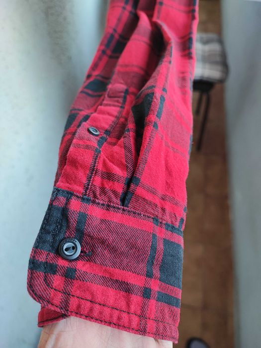 Cămașă Cropp in carouri roșu-negru, bumbac gros, slim fit, mărimea L