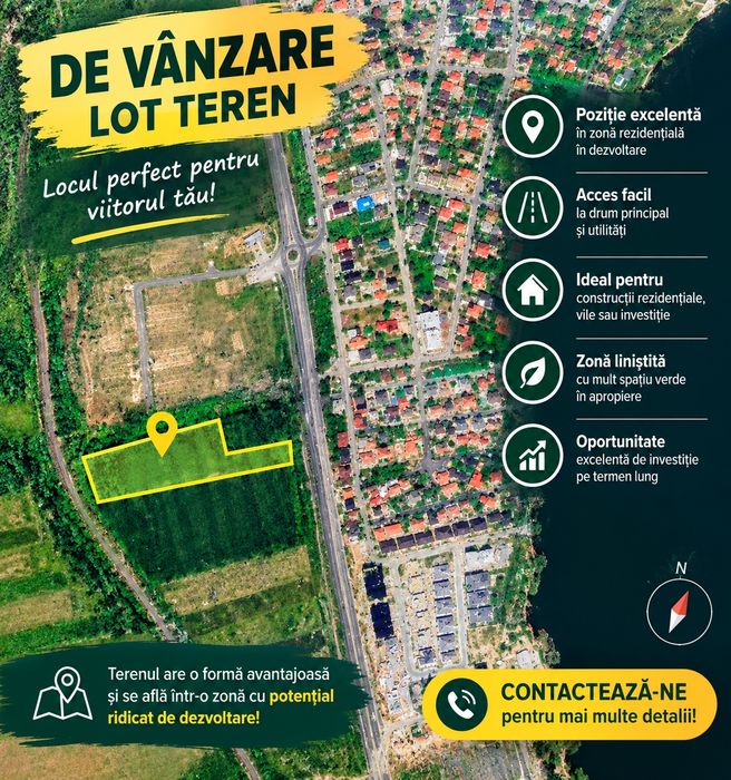 Ovidiu Sud, 5000 mp INTRAVILAN vedere la lac
