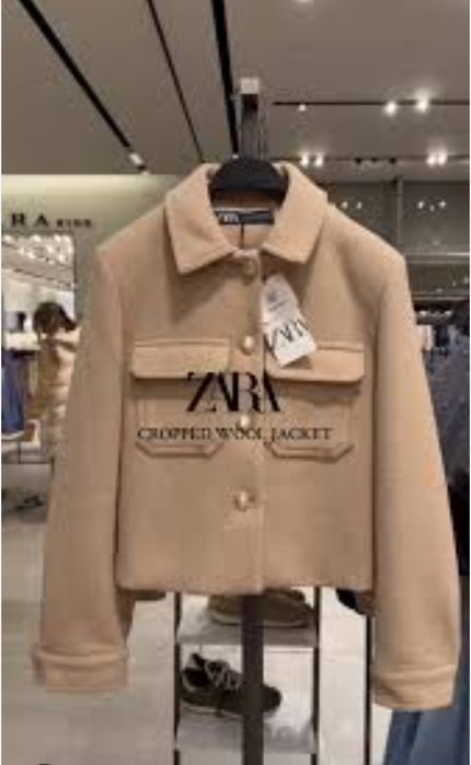 ZARA Wool Blend CROPPED Coat палто S-38