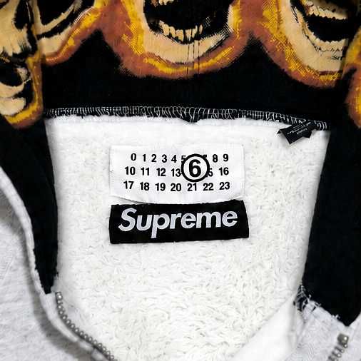 Supreme x MM6 Maison Margiela Zip Up Hoodie Alb