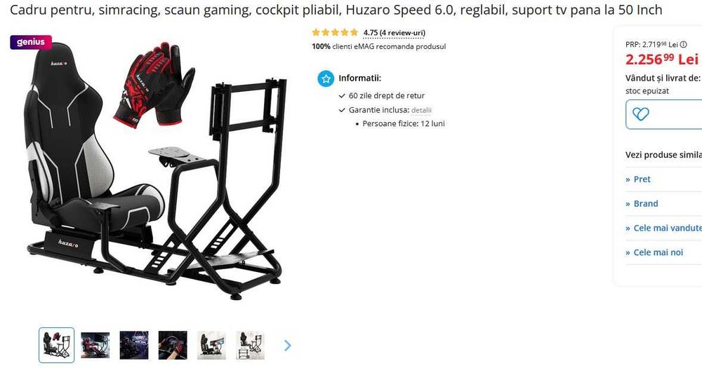 Cadru simracing, scaun gaming, cockpit pliabil, suport tv