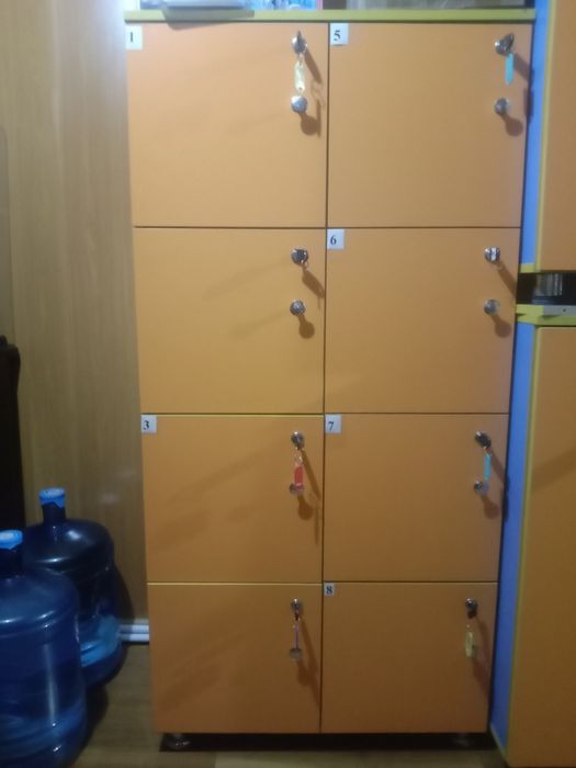 Шкаф с ячейками хранения.