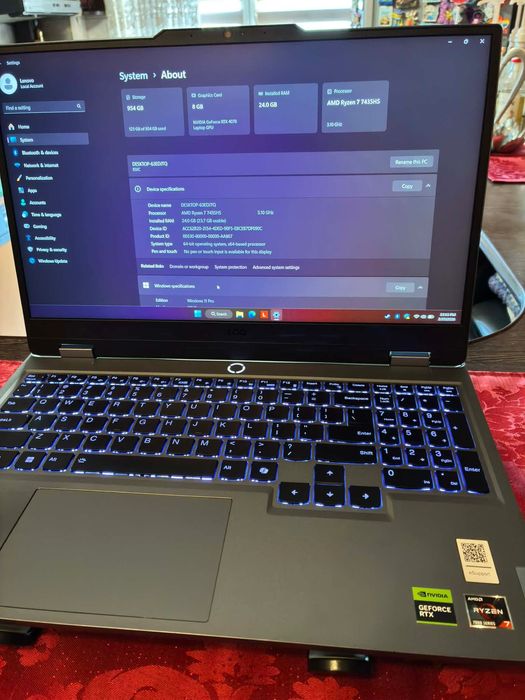 Laptop Lenovo PRO gaming RTX 4070 140W 24gb ddr5 1tbssd GARANȚ 02.2028