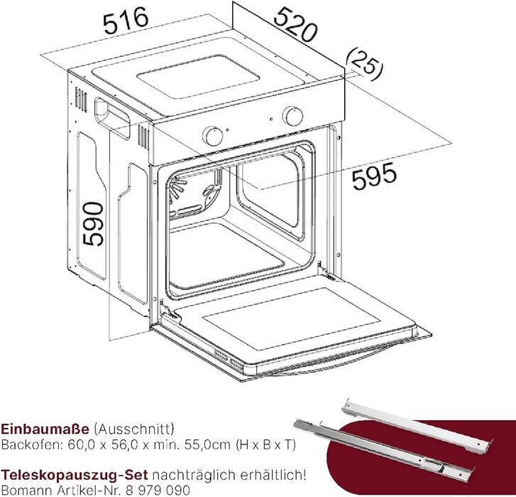 Нова фурна за вграждане Bomann черна