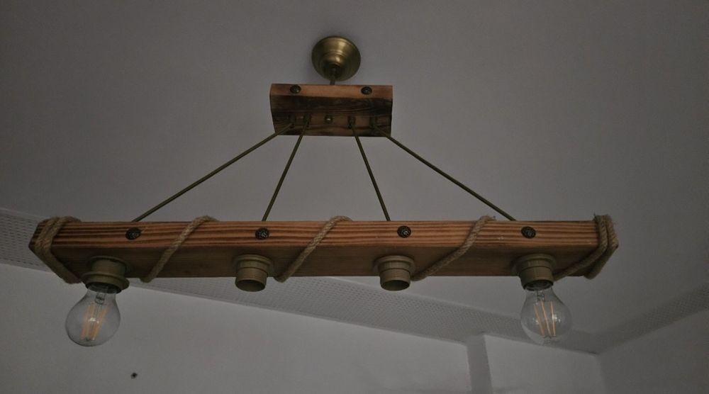 Lustră lemn cu 4 Becuri E27 60cm