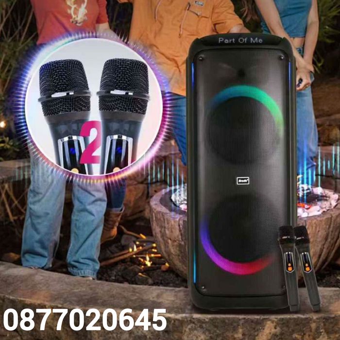 Мощна аудиосистема 12"х2 с два микрофона BTS-2125 Bluetooth