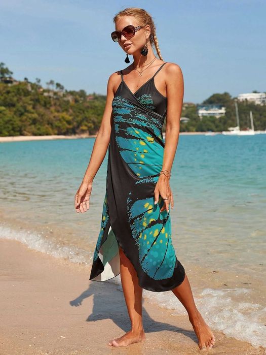 Rochie de plaja cu imprimeu