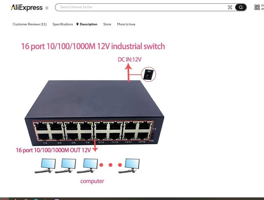 Нови и използвани 16-портови 10/100M Неуправляеми комутатори/суичове