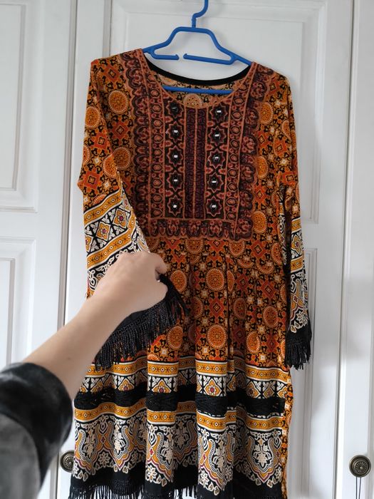 Rochie etno/boho/șic, cu mânecă lunga, mărimea 38