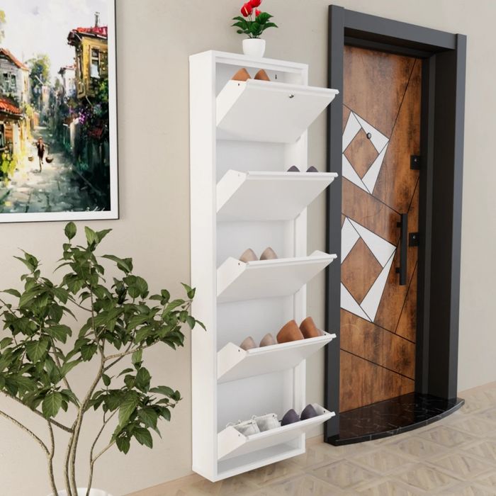 Метален стенен стелаж за обувки с ключ