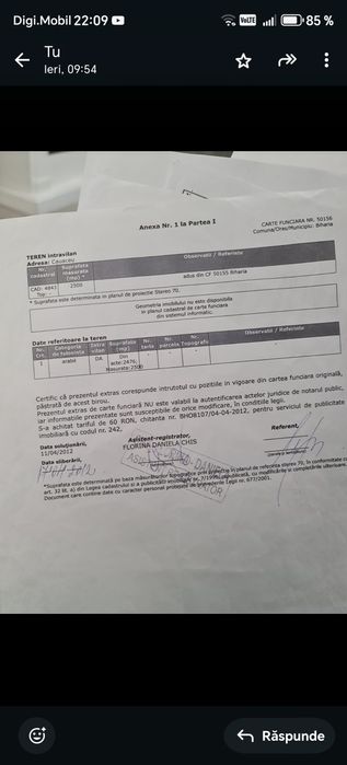 Vând teren în Biharia 2500 mp cu posibilitate de parcelare Intravilan