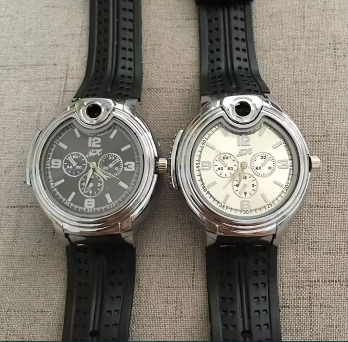 Ceas bărbați cu bricheta , ceas elegant , curea silicon noi sigilate