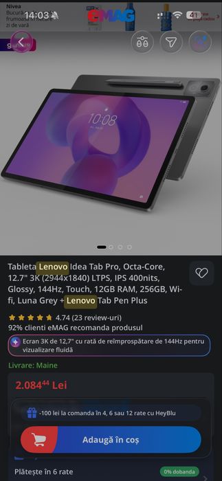 Tableta Lenovo Idea Tab Pro, Octa-Core, 12.7”