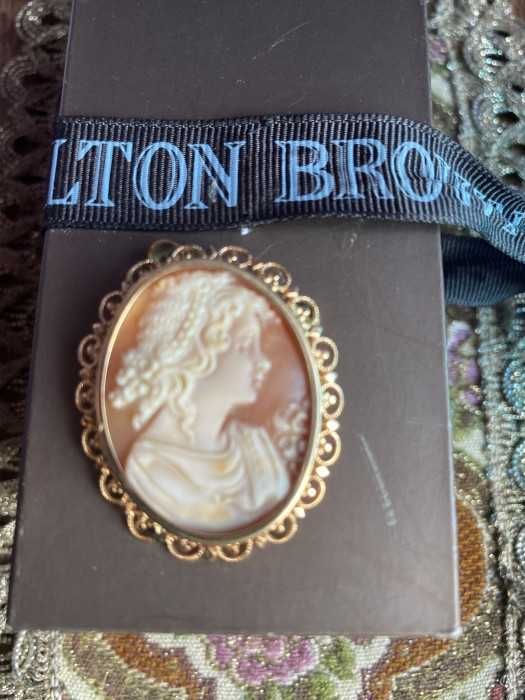 Superb pandativ broșă-camee victoriana-aur 18 k-Italia