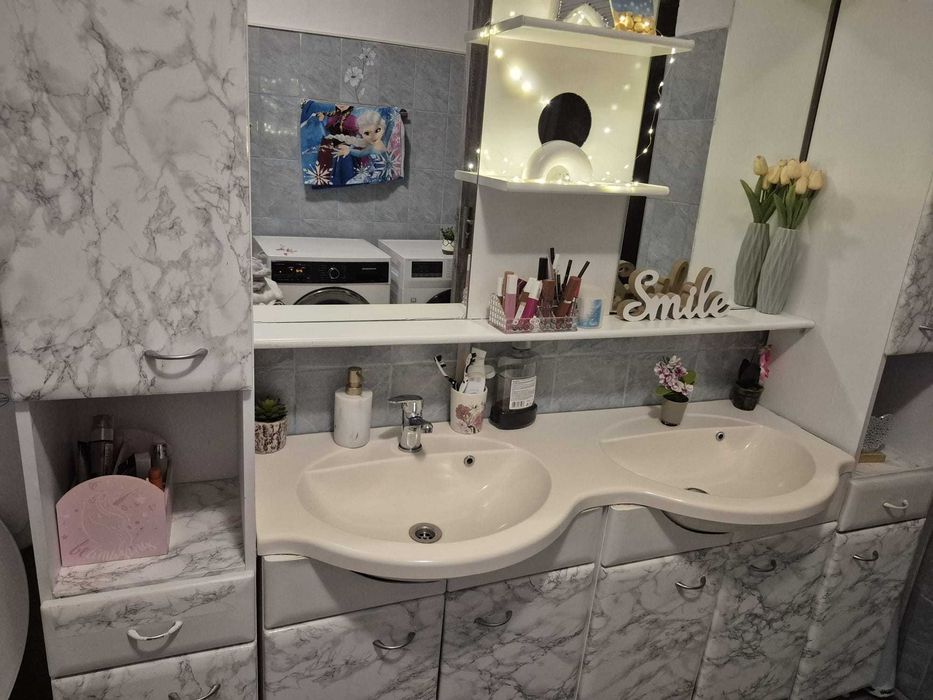 Mobilier baie complet 190 cm – dublu lavoar + oglindă