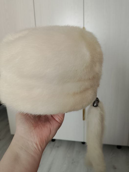 Шапка, норковая, белая