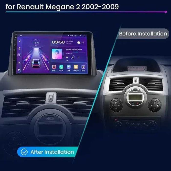 Мултимедия за Renault Megane 2 Навигация Carplay Android Auto Waze
