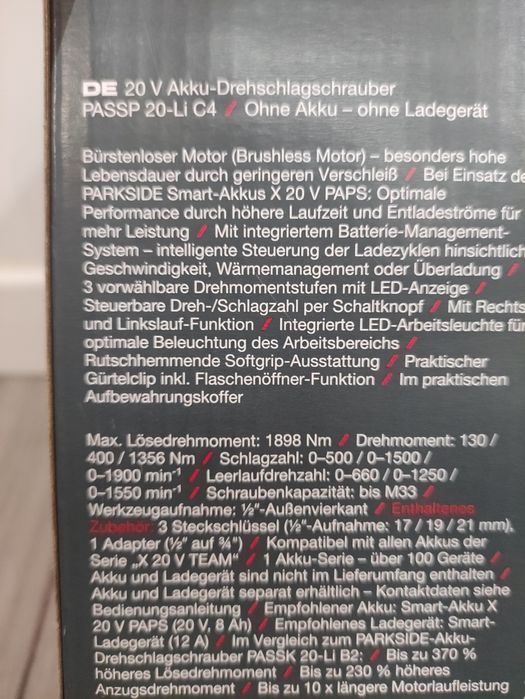 Pistol impact de roti Parkside Performance pe acumulator de 20 V