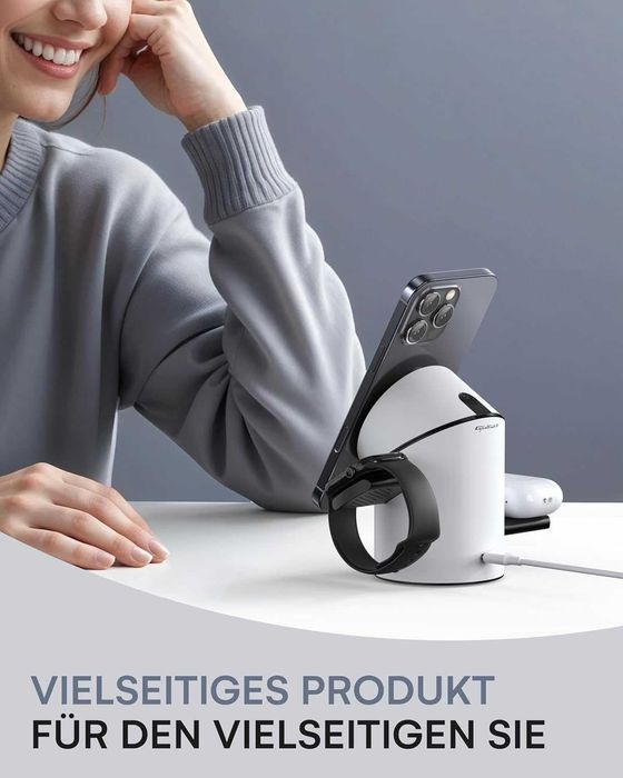 Безжична зарядна станция 3-в-1 ZEEHOO Qi2 за Apple (Нова)