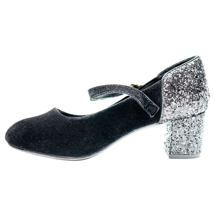 Pantofi cu toc eleganti pentru fete F17 | Pantofi negri pentru copii