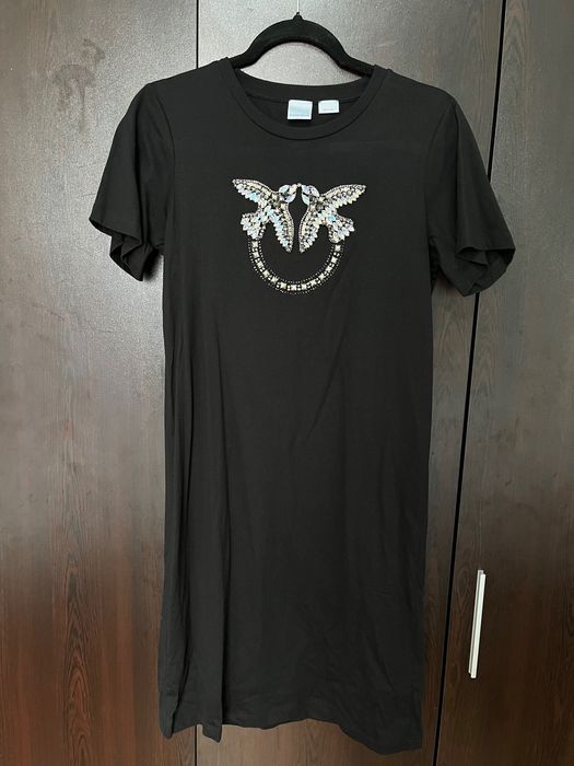 Дамска черна рокля с къс ръкав PINKO