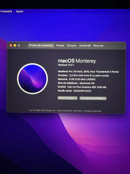 MacBook Pro 13” -Touch Bar, 2018, i5, 8GB RAM, 256GB SSD