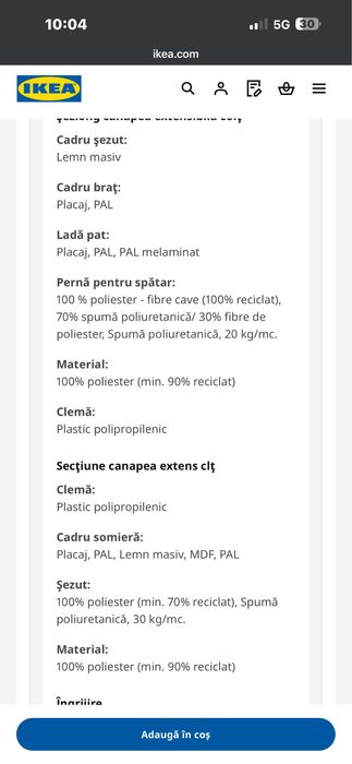 Vand canapea extensibila