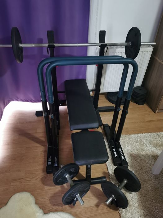 Banca + bara + greutăți 102kg