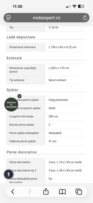 Canapea extensibilă Mobexpert, 3 locuri – foarte puțin folosită