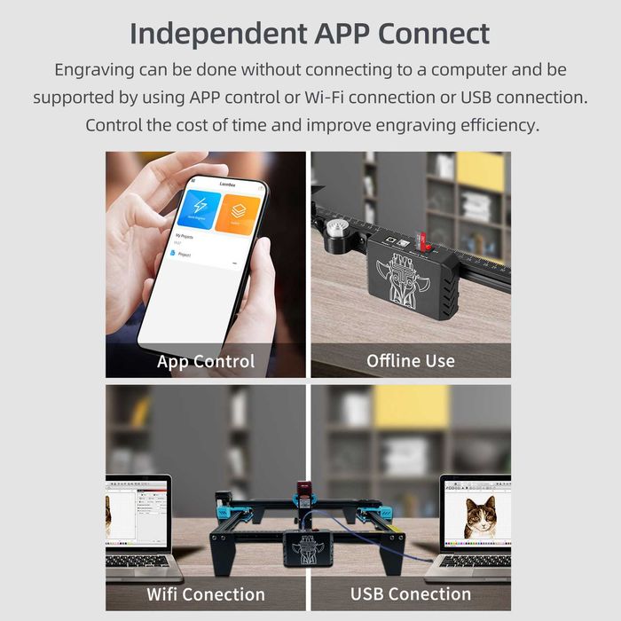 CNC Laser Nou 80W 2 diode TTS-10 Taiere Gravator Gravator Wifi