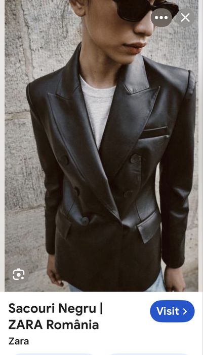 Sacou piele ZARA negru piele ecologica