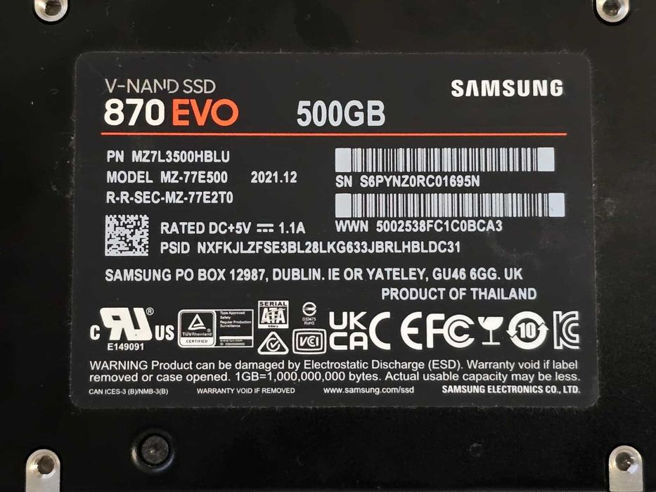Solid State Drive (SSD) Samsung 870 EVO 500GB SATA III 2.5 inch V-NAND