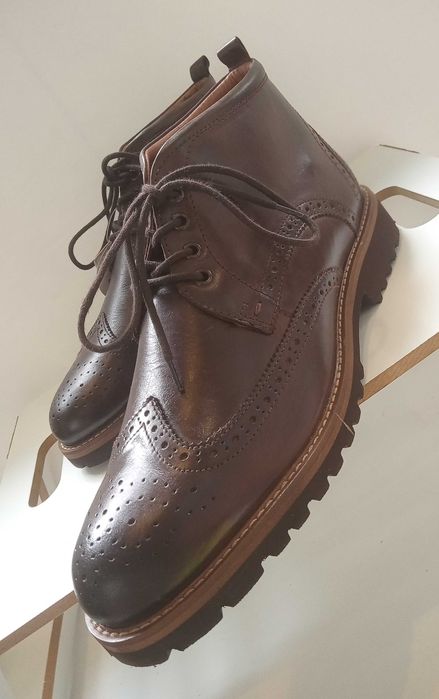 Ghete lace up 45 brogue premium Tataly Italy piele naturala